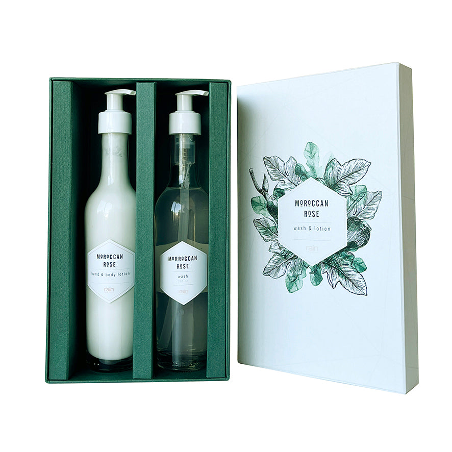 moroccan rose wash & lotion in box – Rain Natural Skincare SA